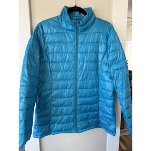 Roz & Ali Lightweight‎ Puffer Turquoise Jacket Packable Womens Size Large